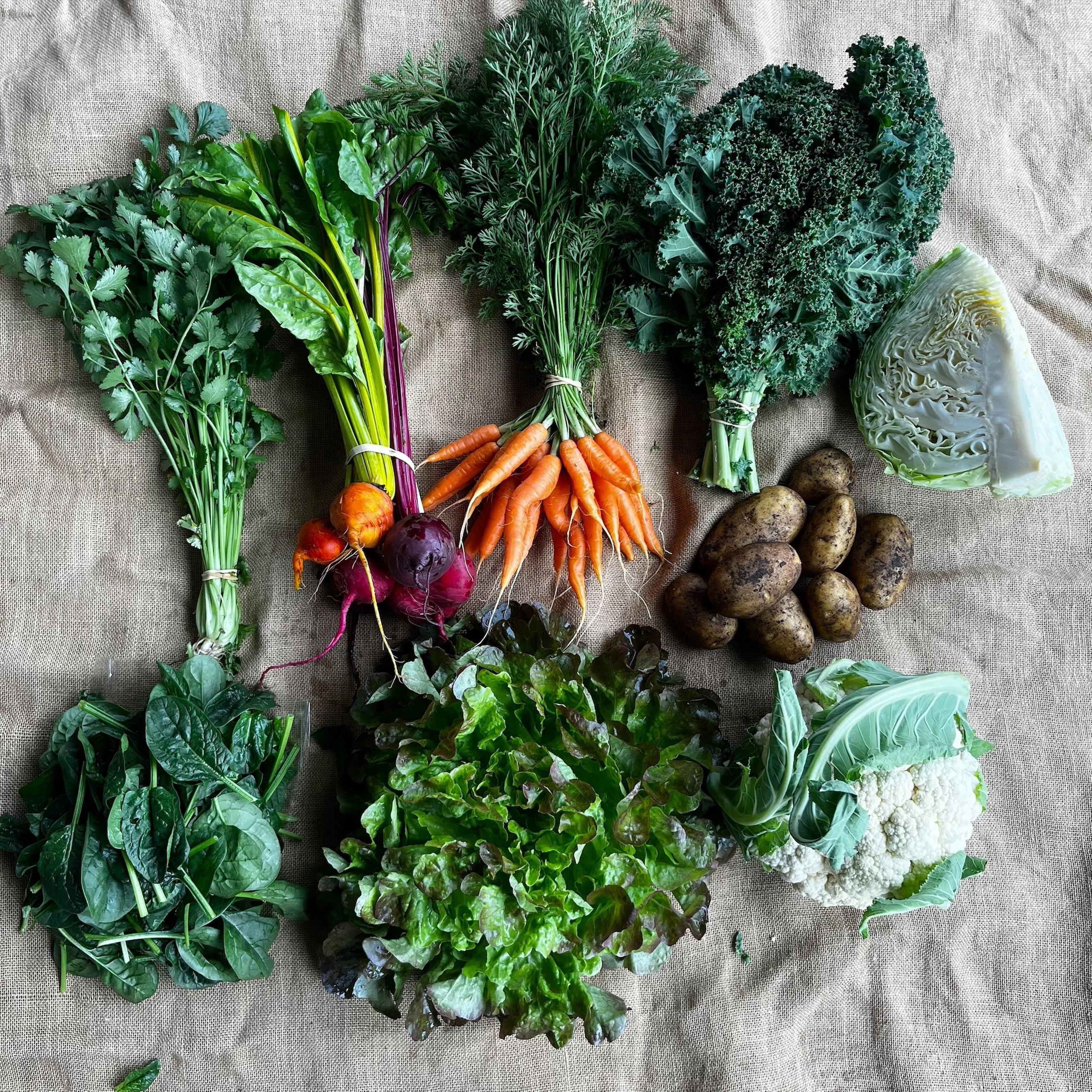 2. Weekly Veggie Box – Seasonal Plan (12 weeks) – Upfront. One payment of $600 ($50/week)